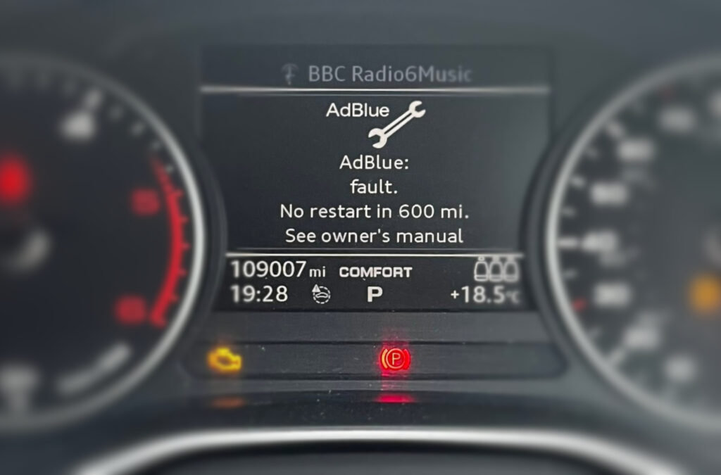AdBlue грешка на инструмент табла
